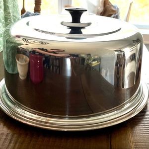 Vintage Stainless Steel Cake Dome and Tray